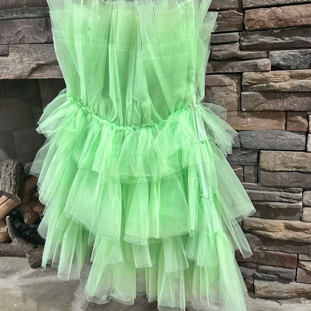 Mable. Apple Green Ruffle Strapless Dress - Picture 6 of 6